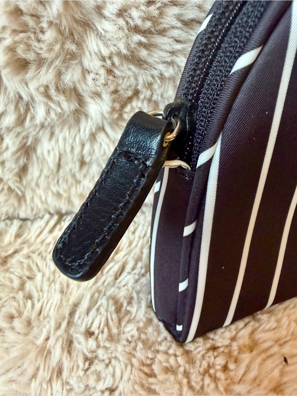 Lauren Ralph Lauren Monogram RLL Striped Cosmetic Makeup Travel Case Pouch